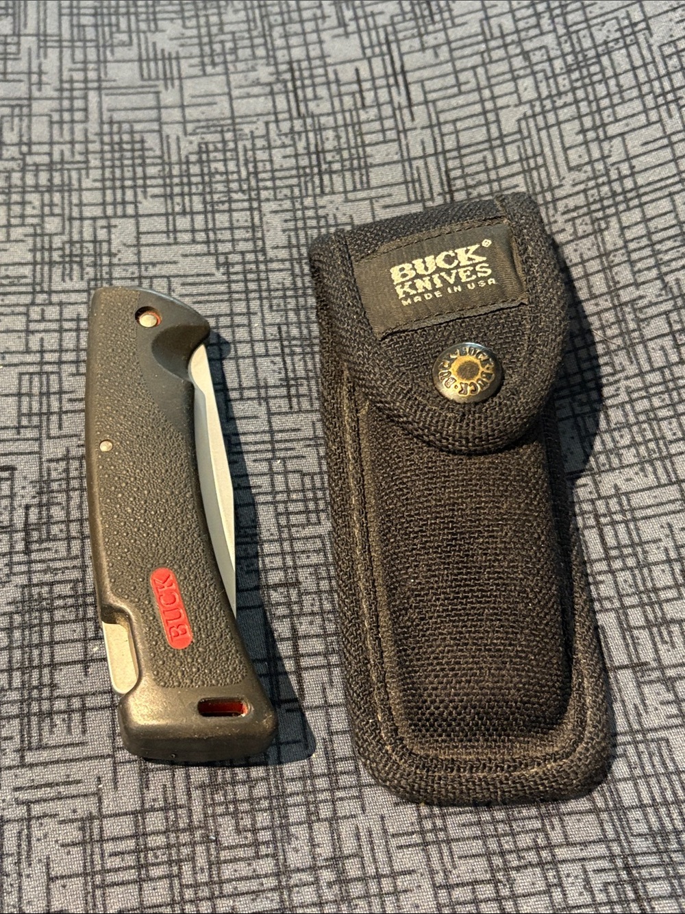 Buck Folding Pocket Knife with Black Nylon Sheath